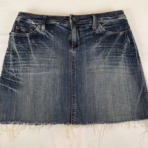Designer 575 Jeans Raw Edge Blue Denim Jean Mini Skirt NWOT Size 30